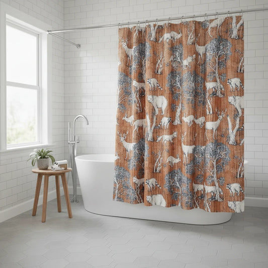 Printed Microfiber Shower Curtain — Deer & Bears