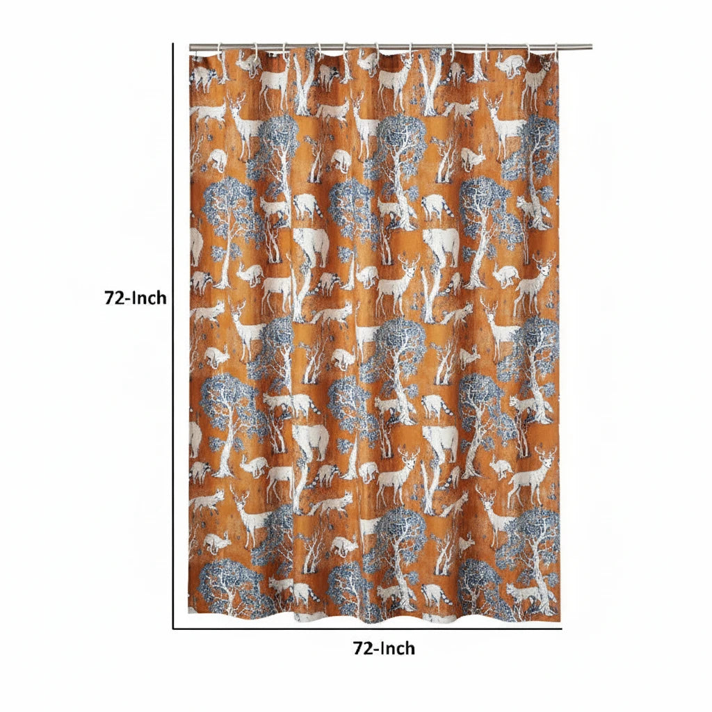 Printed Microfiber Shower Curtain — Deer & Bears
