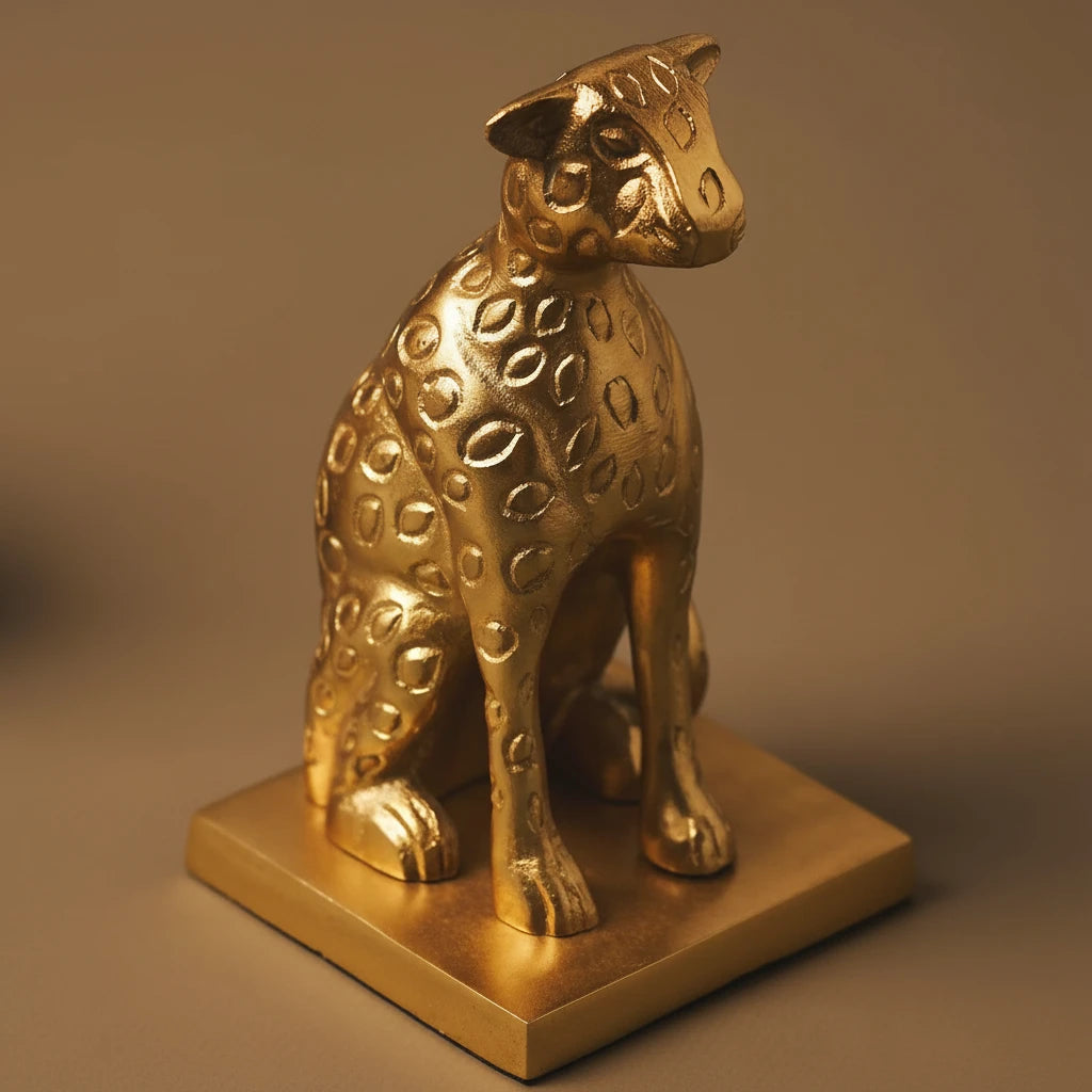 Gold Cheetah Metal Bookends (Set of 2)