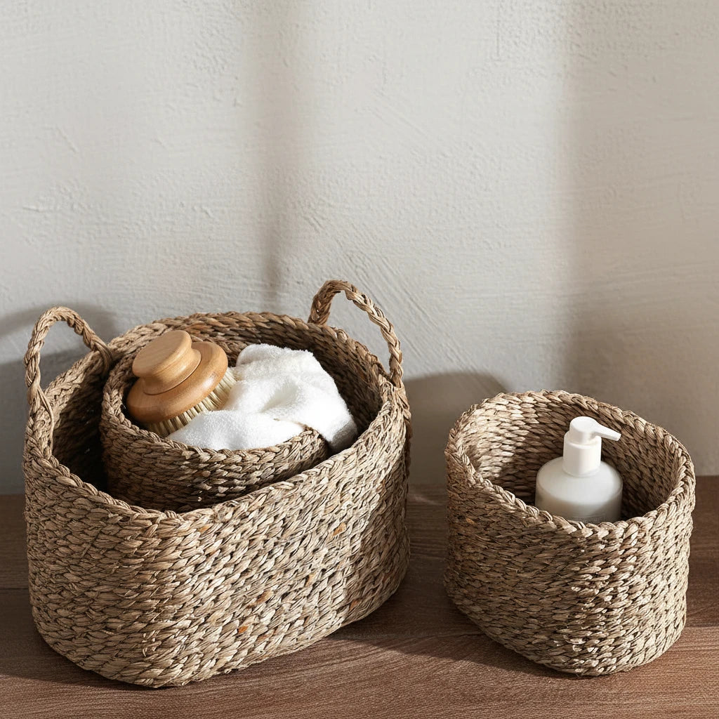 Seagrass Nested Baskets – Set of 3 Natural Storage Pieces