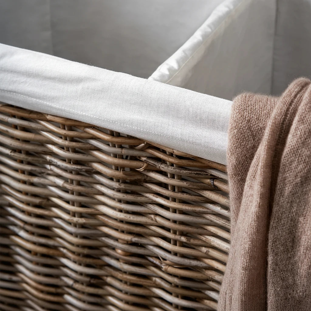 Kubu Rattan Double Laundry Basket – Natural Woven Storage