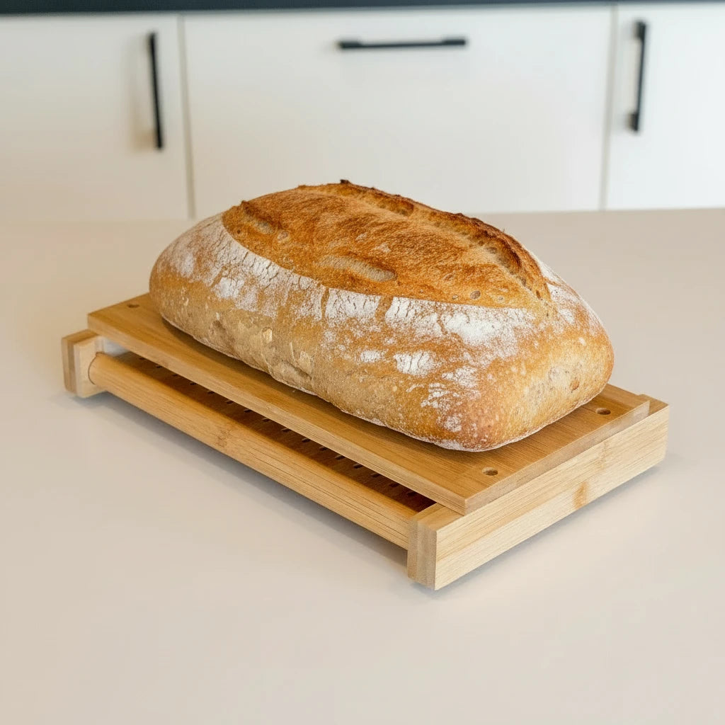 Folding Bamboo Bread Slicer – Natural Kitchen Essential