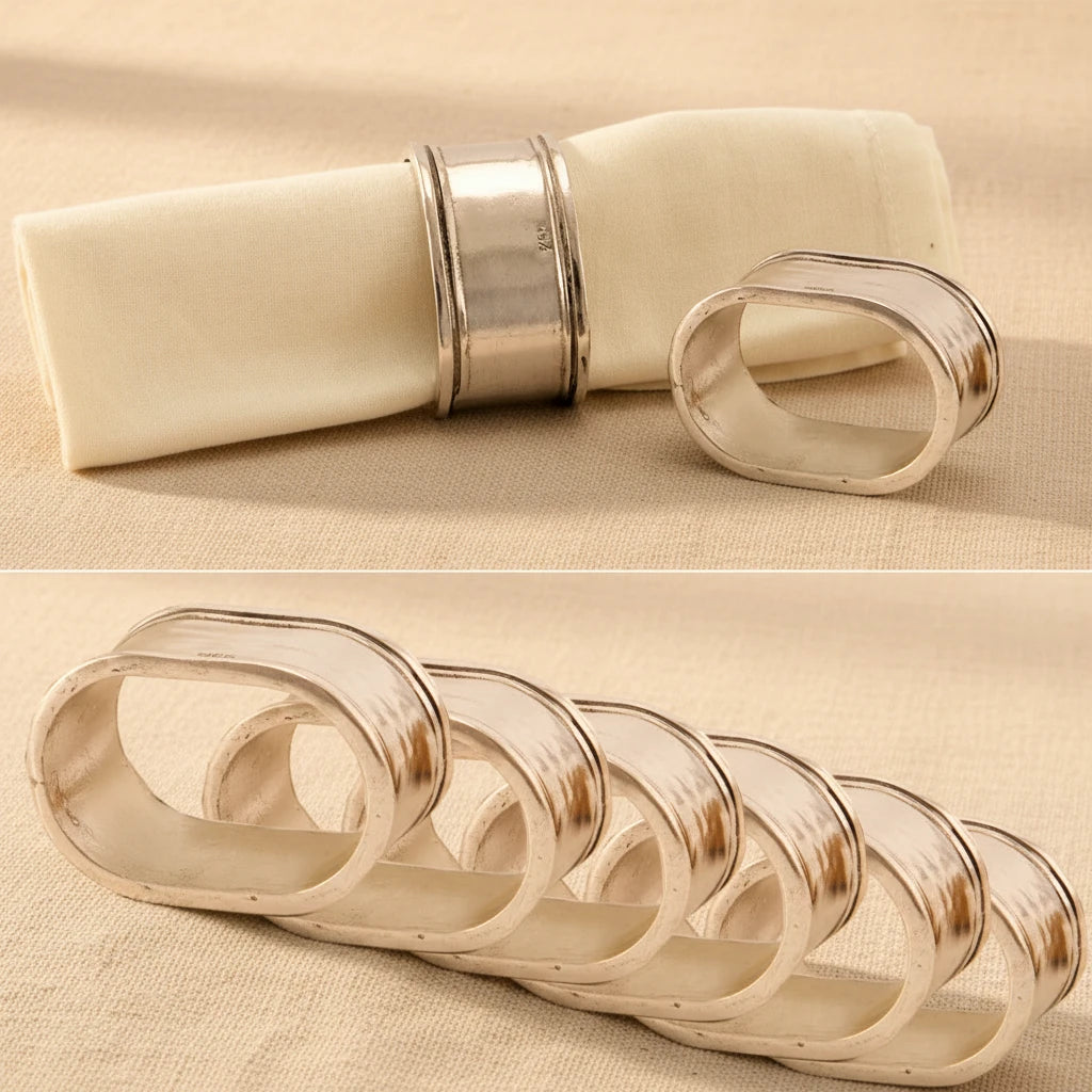 Italian Pewter Napkin Rings – Set of 8 Handcrafted Table Accents
