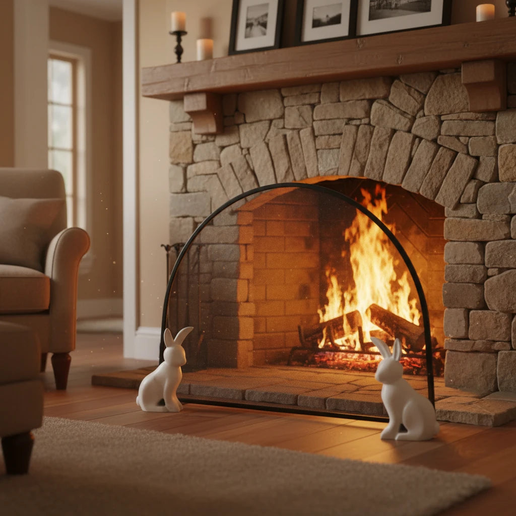 Rabbit Marble Fireplace Screen