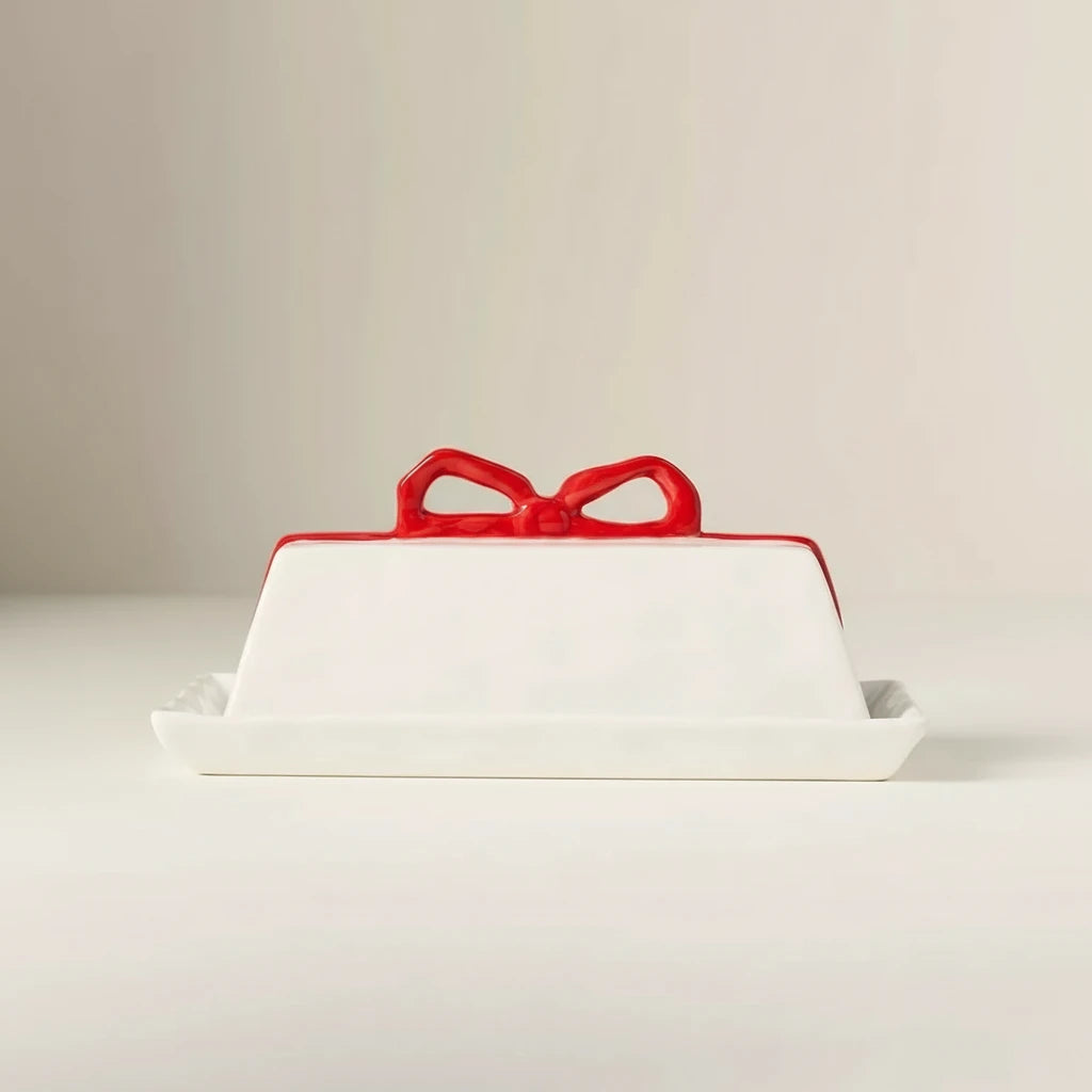 Benedita Bow Ceramic Butter Dish – Stoneware Table Accent