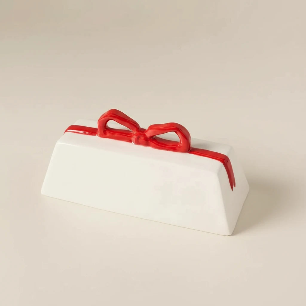 Benedita Bow Ceramic Butter Dish – Stoneware Table Accent