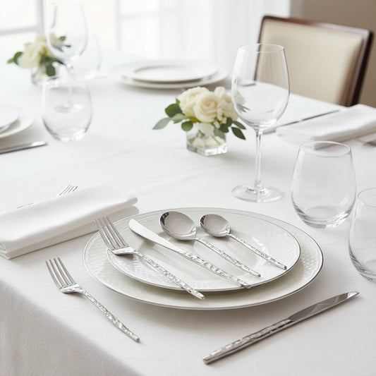 Shelton Metal 5-Piece Place Setting – Brass-Accented Flatware Set