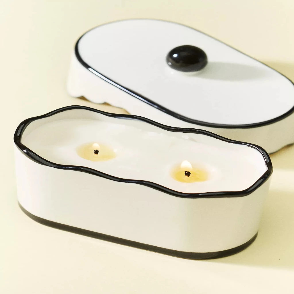 Floral Porcelain Candle — Black Fig & Olive