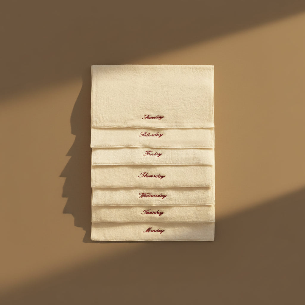 Cotton Hand Towel Set — Days of the Week (Set of 7)