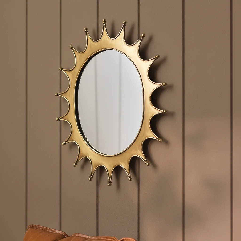 Soleil Brass Sun Wall Mirror — Ready to Hang