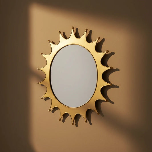 Soleil Brass Sun Wall Mirror — Ready to Hang