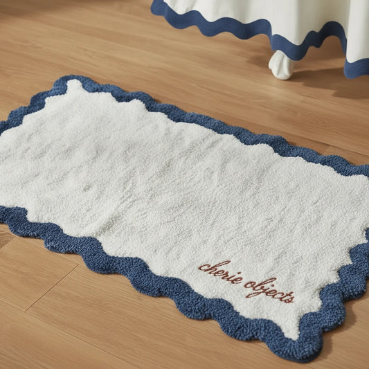 Scalloped Cotton Bath Mat – Soft Textured Bathroom Essential