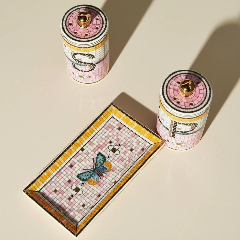 Bistro Tile Stoneware Salt & Pepper Shakers Set – Garden Edition