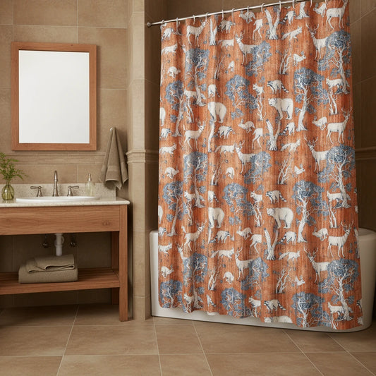 Printed Microfiber Shower Curtain — Deer & Bears