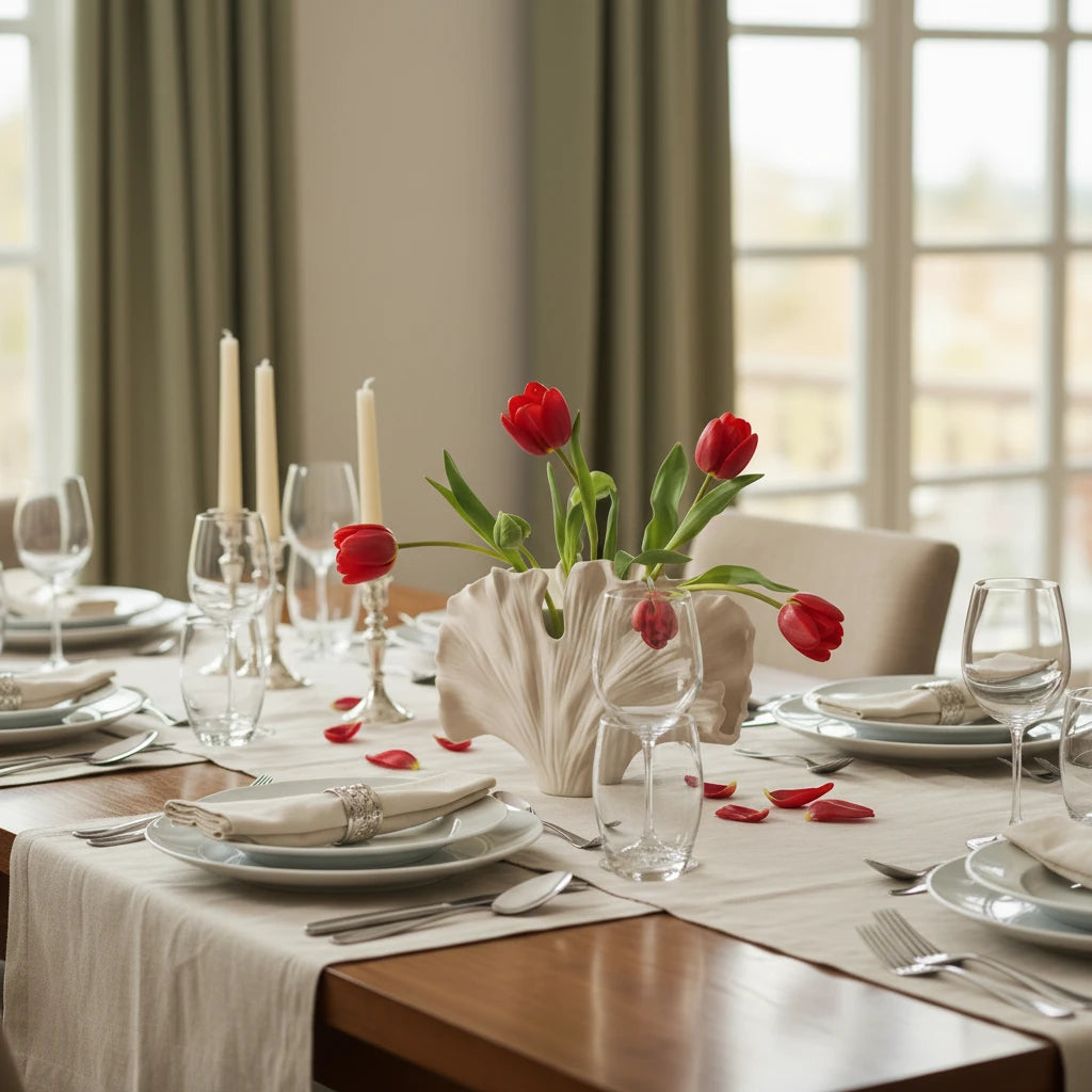 Ginkgo Cream Ceramic Vase