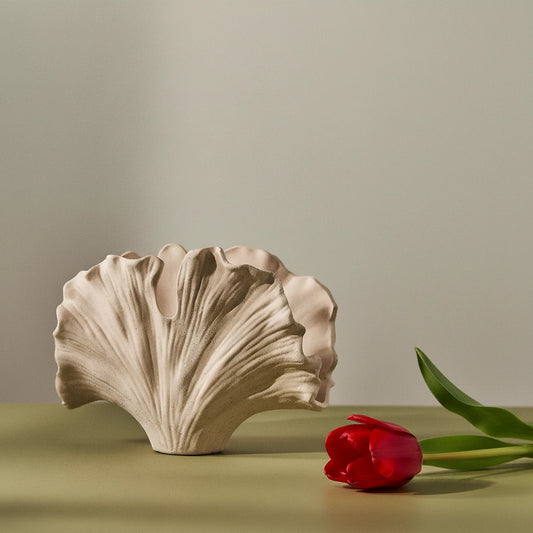 Ginkgo Cream Ceramic Vase