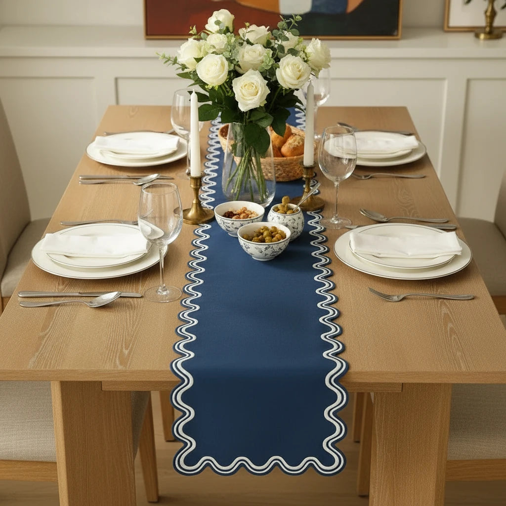 Madeline Embroidered Cotton Table Runner – Timeless Table Linen