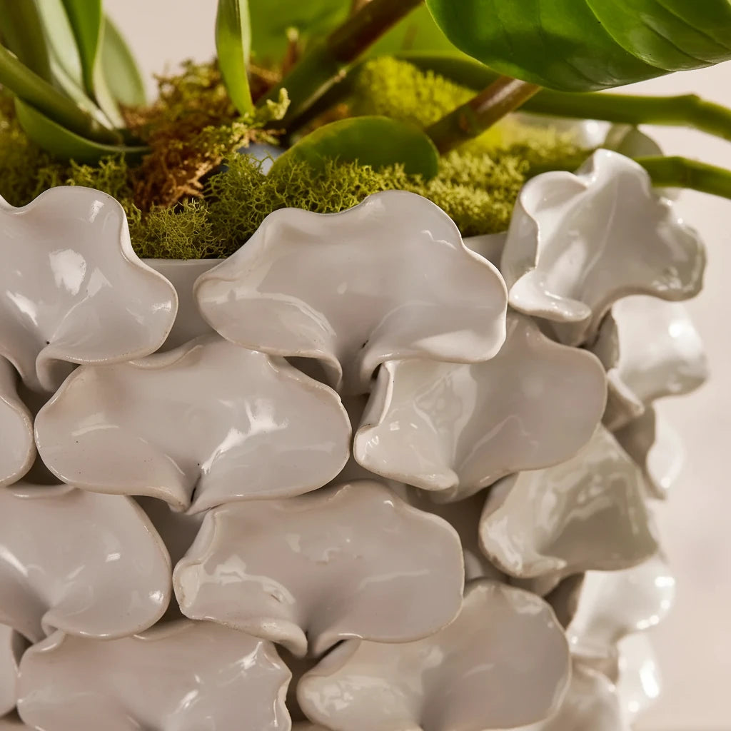 Petal Appliqué Ceramic Pot