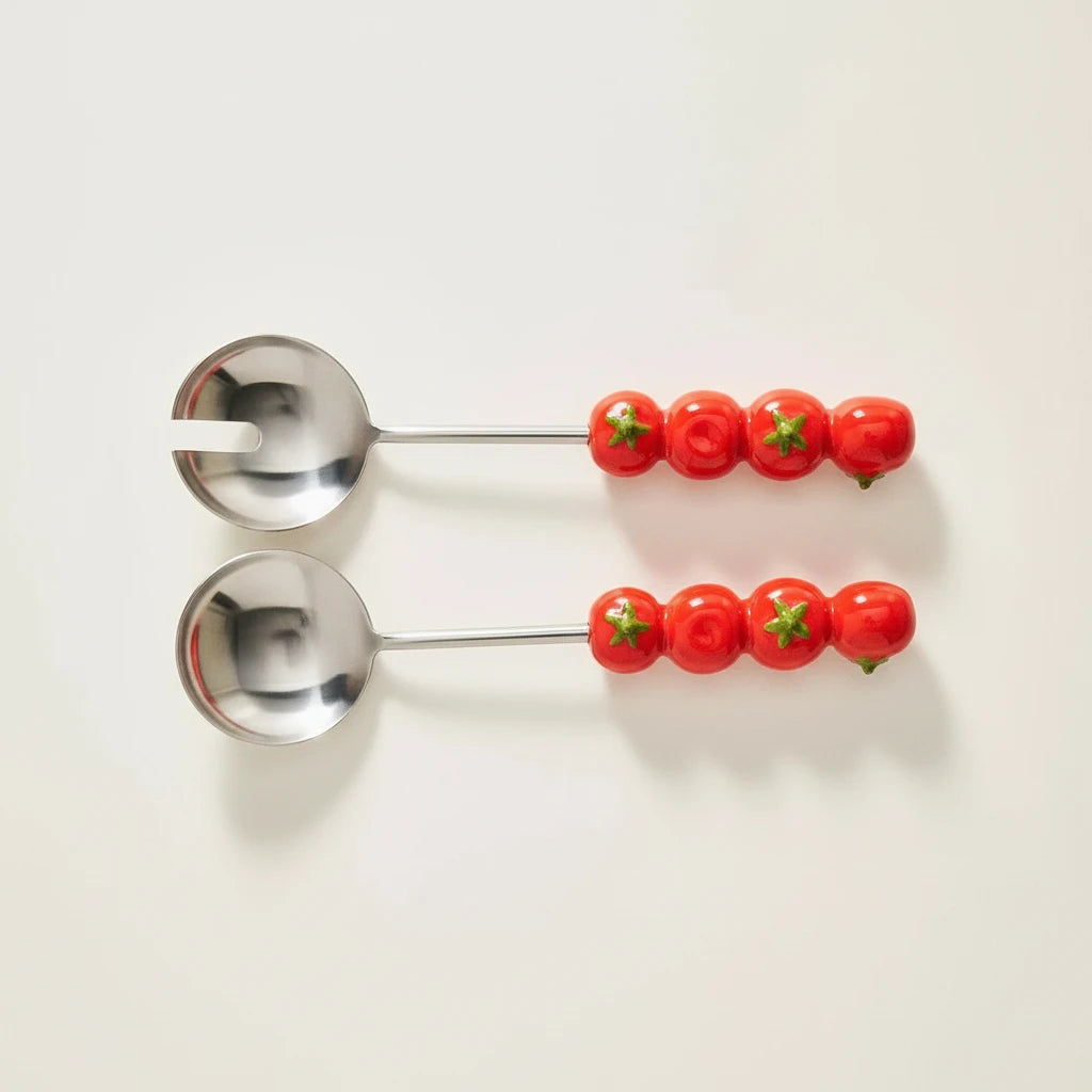 Tomato Serve Set – Hand-Painted Serveware with Playful Charm