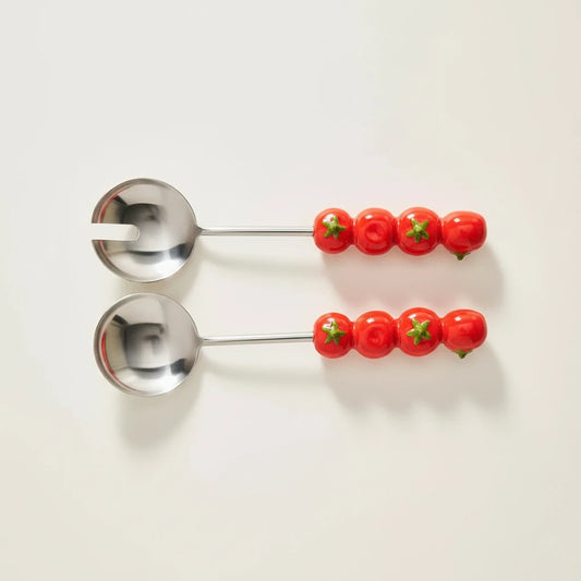 Tomato Serve Set – Hand-Painted Serveware with Playful Charm