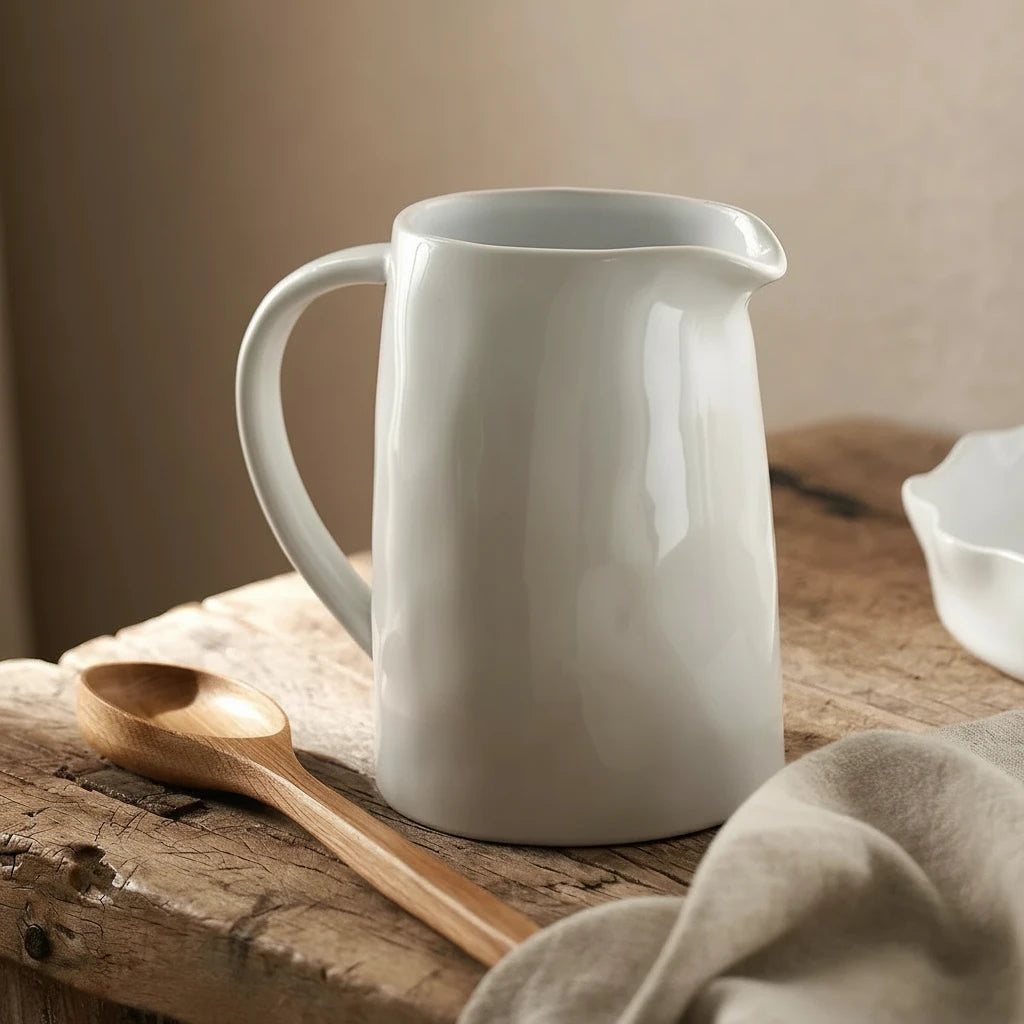 Portobello Large Stoneware Jug – White Elegance