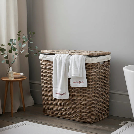 Kubu Rattan Double Laundry Basket – Natural Woven Storage