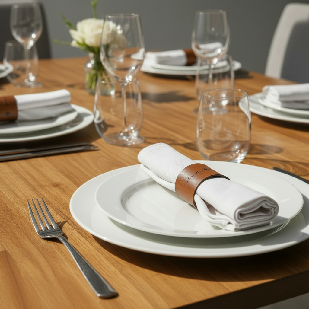 Monogrammed Leather Napkin Rings – Set of 20 Premium Table Decor