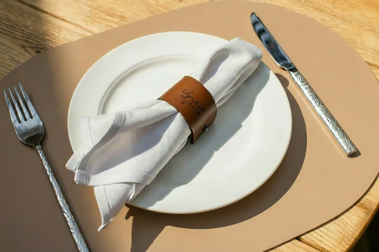Monogrammed Leather Napkin Rings – Set of 20 Premium Table Decor