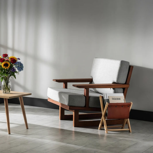 Handmade Wooden & Leather Magazine Rack