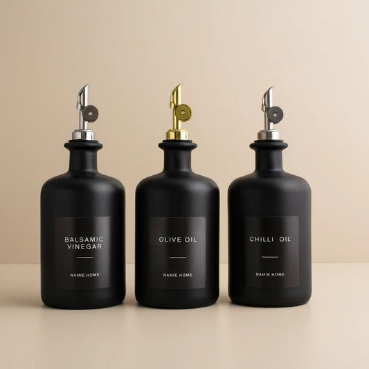 Matte Black Glass Oil Bottle 500 ml – Luxe Kitchen Dispenser