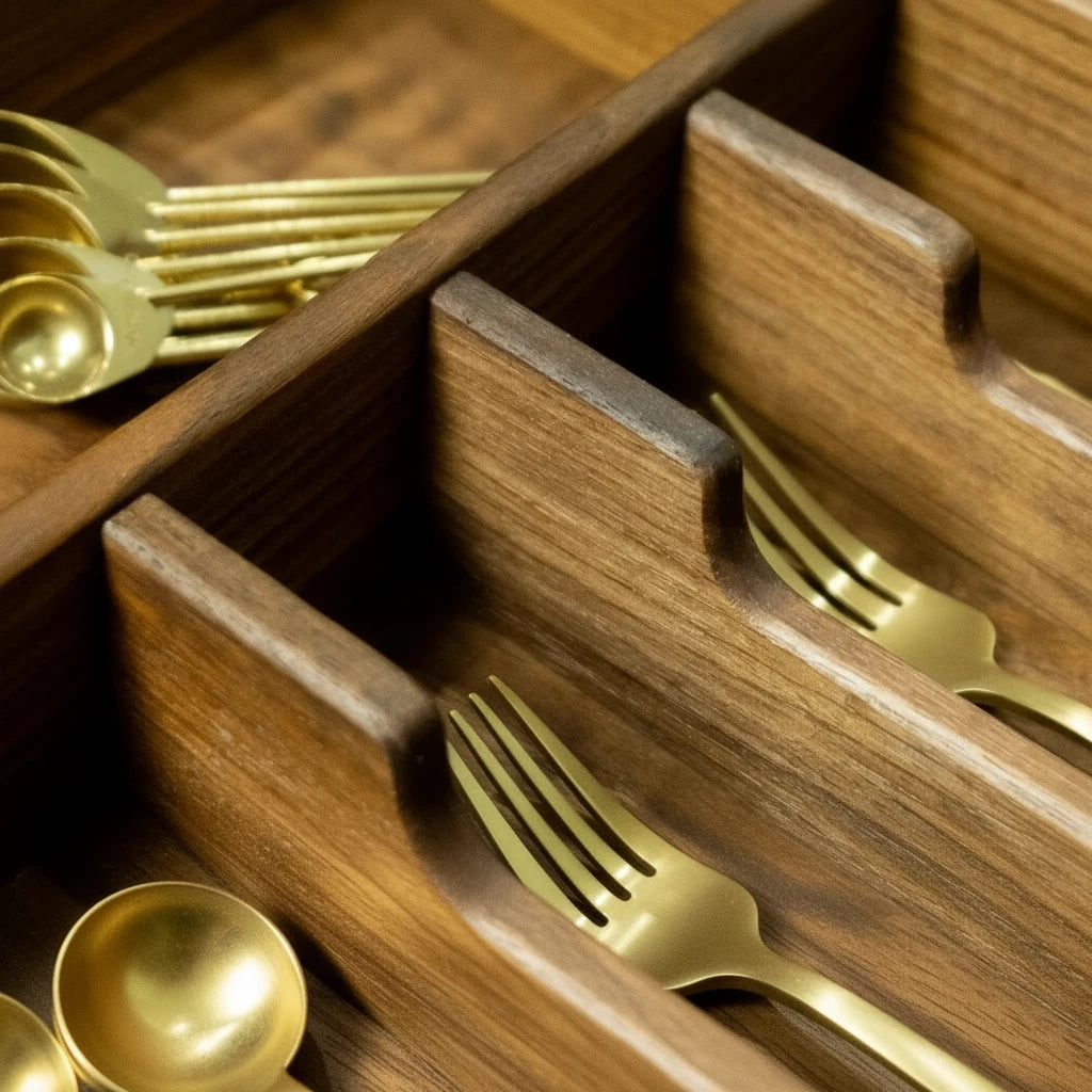 Wooden Kitchen Drawer Organizer – Custom Flatware & Utensil Storage