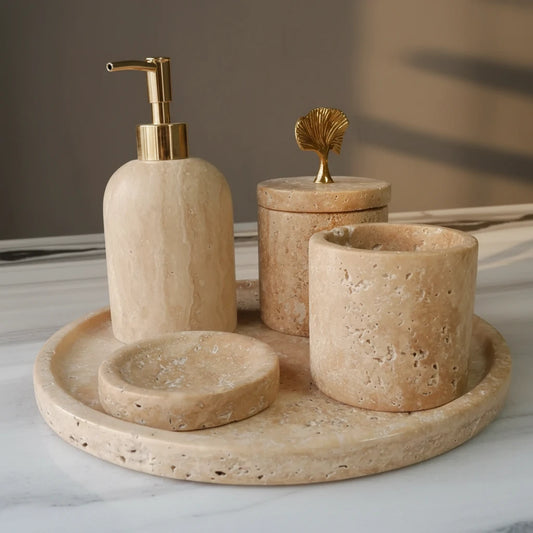 Natural Bathroom Accessory Set