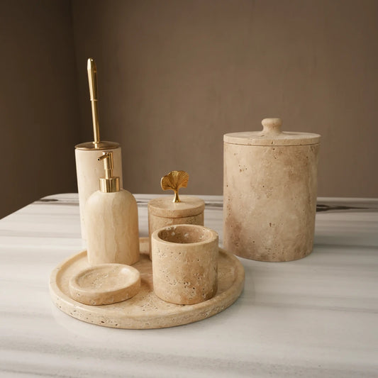 Natural Bathroom Accessory Set