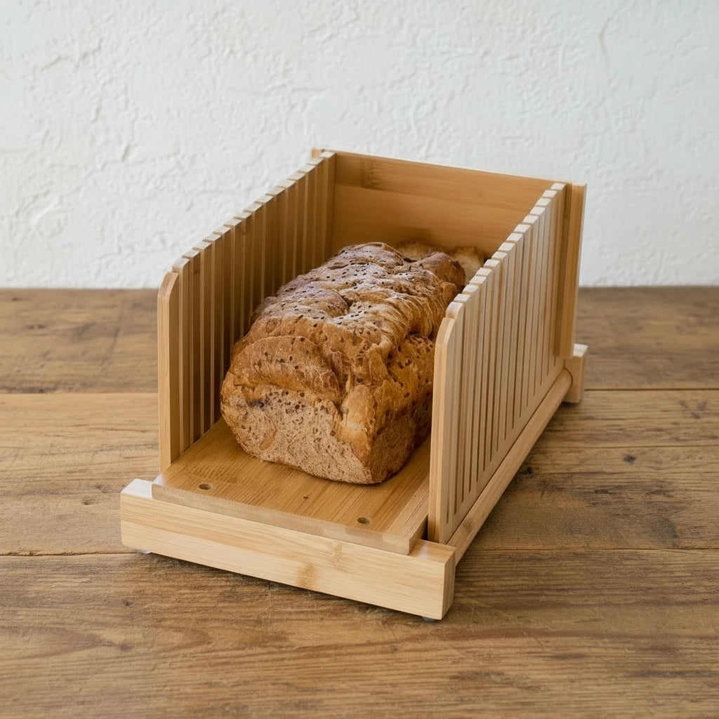 Folding Bamboo Bread Slicer – Natural Kitchen Essential