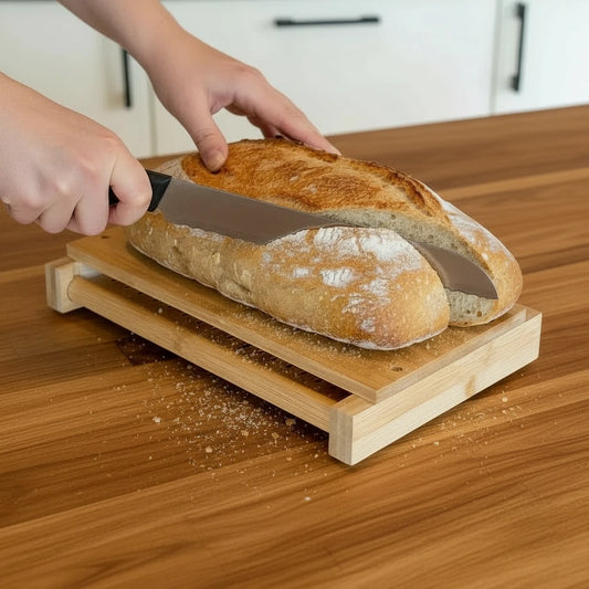 Folding Bamboo Bread Slicer – Natural Kitchen Essential