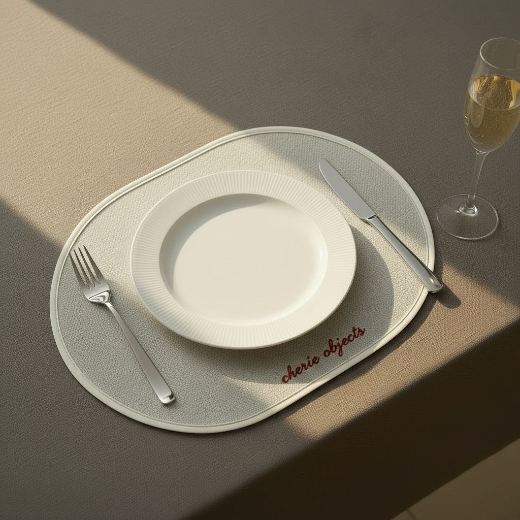 Textured Beige Oval Placemats – Set of Elegant Table Mats