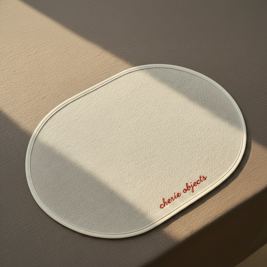 Textured Beige Oval Placemats – Set of Elegant Table Mats