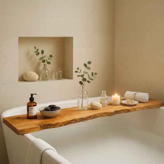 Luxury Olive Wood Bathtub Tray – Extra Wide Spa Bath Caddy