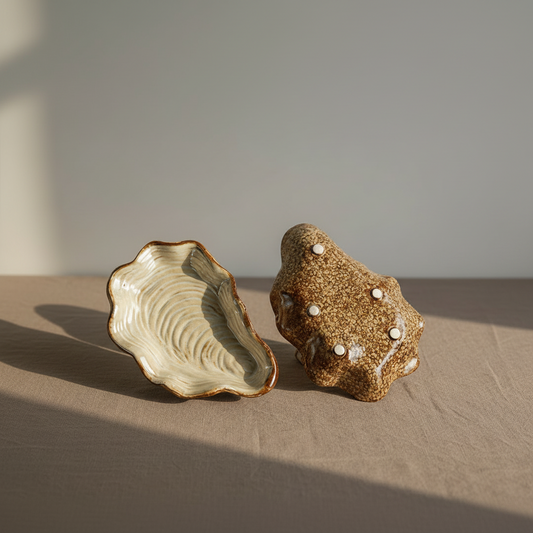 Ceramic Oyster Serving Plate – Artisan Coastal Stoneware Dish
